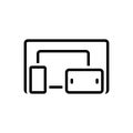 Black line icon for Multiplatform, device and electronic