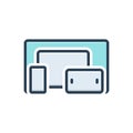 Color illustration icon for Multiplatform, devices and electronic