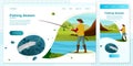 Vector fisherman with rod, fish under river water