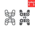 Multiplayer game line and glyph icon, video games and gamepad, game consoles sign vector graphics, editable stroke