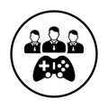 Multiplayer, game, players icon. Black vector graphics