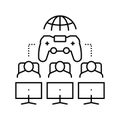 multiplayer games game development line icon vector illustration