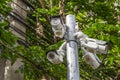 Multiple Angle Outdoor CCTV Camera on the Pole near the tree