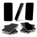 Multiple angles of modern smartphones with black screens Royalty Free Stock Photo