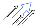 Multiple arrows pointing upwards with one blue arrow leading, symbolizing growth and progress Royalty Free Stock Photo