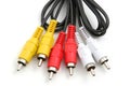 Multiple AV cables horizontal view Royalty Free Stock Photo