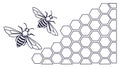 Multiple Bees and Honeycomb Vector Pattern, vector design Generative AI Royalty Free Stock Photo