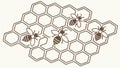 Multiple Bees Working on Honeycomb, vector design Generative AI Royalty Free Stock Photo