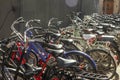Multiple bikes standing on the street in Utrecht