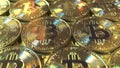 Multiple Bitcoin coins, 3D rendering Royalty Free Stock Photo