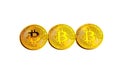 Multiple bitcoin Coins isolated on white background - image Royalty Free Stock Photo