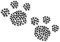 Multiple black small paw prints consist of two big paw prints background cartoonpaws