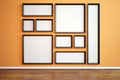 Multiple blank frames in interior Royalty Free Stock Photo