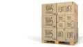 Multiple boxes with Nestle logo. Editorial 3D rendering
