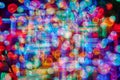 Multiple bright coloured Christmas lights. Intentional Camera Movement (ICM) Royalty Free Stock Photo