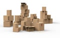 Multiple brown cardboard packing boxes