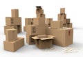 Multiple brown cardboard packing boxes