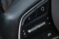 Multiple buttons on the steering wheel to accept or reject calls from the phone close up view. Royalty Free Stock Photo