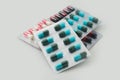 Panel of capsules medicine pills from doctor order Royalty Free Stock Photo