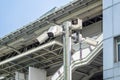 Multiple CCTV cameras mounted on post Royalty Free Stock Photo
