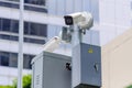 Multiple CCTV cameras mounted on post Royalty Free Stock Photo