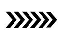 Multiple chevron arrows pointing right isolated on white background Royalty Free Stock Photo