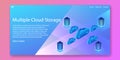 Multiple Cloud storage technology, Server Network mainframe isometric concept.Web template design.vector illustration Royalty Free Stock Photo