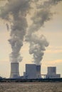 Multiple Coal Fossil Fuel Power Plant Smokestacks Emit Carbon Di Royalty Free Stock Photo