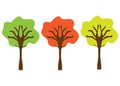 Multiple color tree set design. Colorful tree design on a white background. Royalty Free Stock Photo