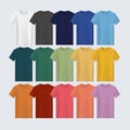 Multiple Color Tshirt for Designers, Unisex Mockup Fashion Shirt, Man Blank T-Shirt Clothes Template, Realistic Male