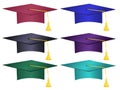 Multiple Colored Graduation Hats Vector