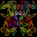Multiple colorful butterflies background