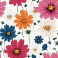 Retro Cosmos: Vibrant Colors On Solid White Background