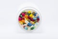 Multiple colorful drug in the bottle Royalty Free Stock Photo