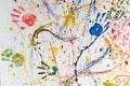 Multiple colorful hand prints