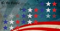 Multiple colorful stars against american constitution text in background