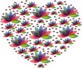 Multiple colour flower heart logo Royalty Free Stock Photo