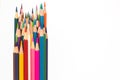 Multiple colour wooden pencil on white Royalty Free Stock Photo