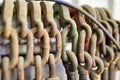 Multiple coloured rusty chains Royalty Free Stock Photo