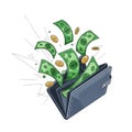 Multiple compartments is depicted, with animated green dollar Royalty Free Stock Photo