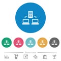Multiple connections to mail server flat round icons