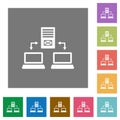 Multiple connections to mail server square flat icons