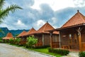 Multiple cultural javanese house with beautiful scenery at the background