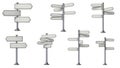 Multiple directional signposts isolated on white background Royalty Free Stock Photo