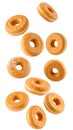 Multiple donuts falling on a transparent background Royalty Free Stock Photo