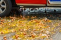 Multiple eggs crashed on the road due to an accident in an egg delivery truck that was about to deliver eggs to restaurants in the