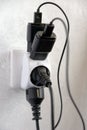 Power supply overload: Multiple electric plugs in one outlet