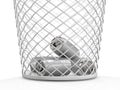 Empty can in trash can. ecology Concept Royalty Free Stock Photo