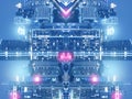 Multiple exposure city abstract background art blue tone scifi