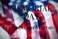 Text memorial day and american flags